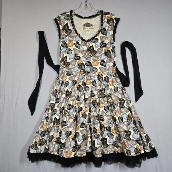 Effie's Heart Women's Fit & Flare Retro Dress Fall Leaf Print Pockets Size L - Picture 2 of 13